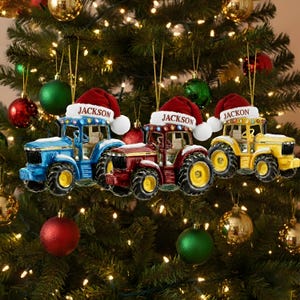 Personalized Tractor Christmas Ornament: Farmer Gift, Acrylic or Wood