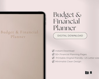 Budget and Financial Planner, Monthly Expense Tracker (Digital Download)