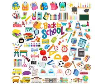 School Supplies Clipart: SVG, PNG Digital Files for Cricut and Canva, Classroom Supplies, School Supplies SVG, School Supplies Png