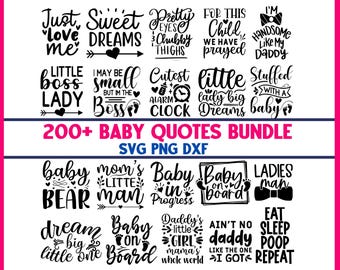 Paquete de más de 200 frases lindas sobre bebés, SVG divertidos sobre bebés, SVG con frases sobre bebés, SVG con frases sobre bebés, paquete de SVG para bebés, SVG para recién nacidos, SVG para bebés niño y niña, SVG para bebés
