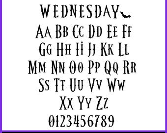 Wednesday Font SVG: Gothic Letters, Cricut, Silhouette & Canva (Digital Download) Wednesday Png Letters, Gothic Girl Font, Digital Font