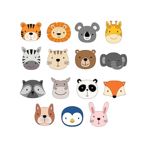Volto di animale in formato SVG, Testa di animale in formato SVG, Volto di animale in formato PNG, Clipart di volto di animale, Clipart di animali, Animale del bosco in formato SVG, Clipart di teste di animali / Giungla