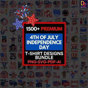 4th of July SVG Bundle, Patriotic T-Shirt Designs, Independence Day Png Pdf Files, USA Flag Graphics for POD | 4th July Svg