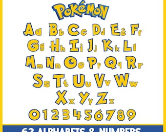 Poke Man-Schrift, Kinderschrift, Poke Alphabet SVG, Png-Schrift, Geburtstags-Shirt, Schrift svg, Canva-Schrift, TTF-Schrift, Comic-Schrift, Canva bearbeitbar, Alphabet