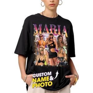 Custom Bootleg Rap Tee, Girlfriend Vintage Graphic T-Shirt, Personalized Photo Shirt, Valentine Birthday Gifts, Birthday Gift, Gift For Her