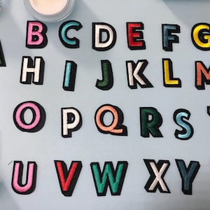 1.57 Inch Embroidered Alphabet Patches – DIY A-Z Multicolor Iron On/Sew On Letters for Clothes, Denim, Hats, Shoes & Accessories
