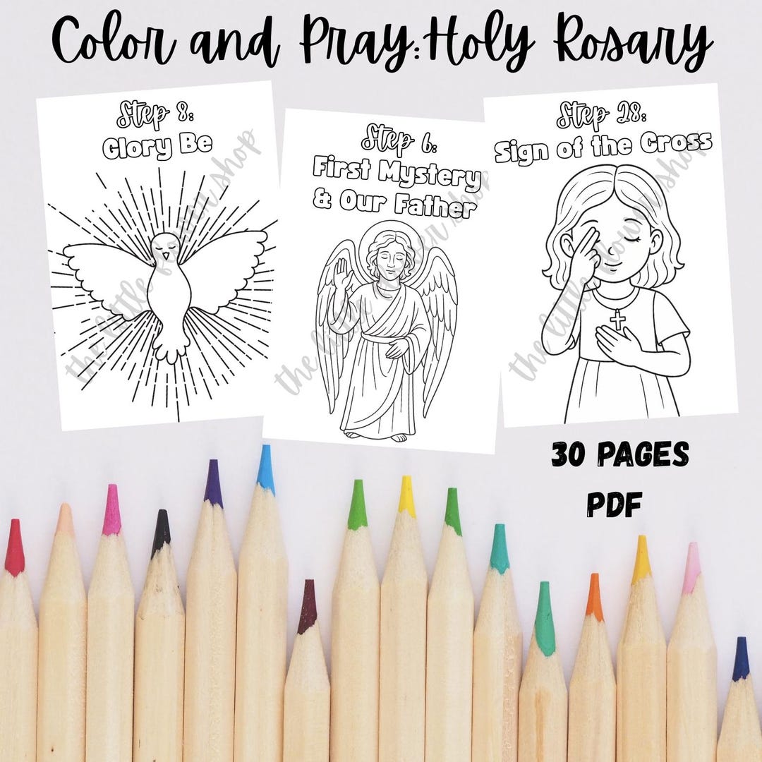 Printable Catholic Coloring Book, Holy Rosary, 30 Catholic Coloring ...