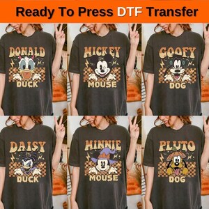 Mickey and Friends Checkered Halloween Dtf Transfer, Mickey And Friends Halloween Ready to Press, Halloween Party Dtf, Disney Halloween Dtf