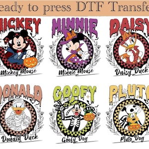 Disney Halloween All Characters Dtf Transfer, Mickey And Friends Halloween Ready to Press, Halloween Party Dtf, Disney Family Halloween Dtf
