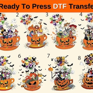 Disney Halloween All Characters Dtf Transfer, Mickey And Friends Halloween Ready to Press, Halloween Party Dtf, Disney Family Halloween Dtf