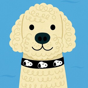 Cream Cockapoo Cartoon Dog Print – Cute Doodle Wall Art, Puppy Digital Download, Whimsical Dog Illustration for Dog Lovers & Nursery Decor