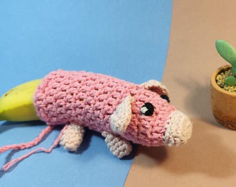 Scaldavivande a forma di maialino fatto a mano all'uncinetto, divertente regalo