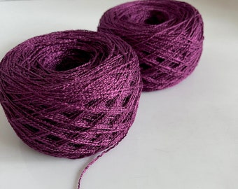 Dark Magenta Yarn, Weaving Yarn, Rayon Slub Yarn, Warp Yarn,  Detash Craft Supplies, "Oxalis"