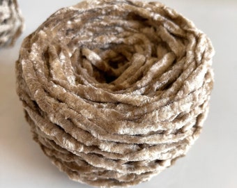 Tan Chenille Yarn, Weaving Yarn, Soft Yarn, Chunky Yarn, Detash Craft Supplies, "Dune"