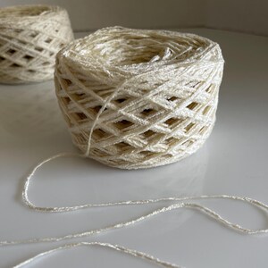 Ivory White Acrylic Chenille Yarn, Weaving Yarn, Silky Chenille, Detash Craft Supplies, "Moonlace"