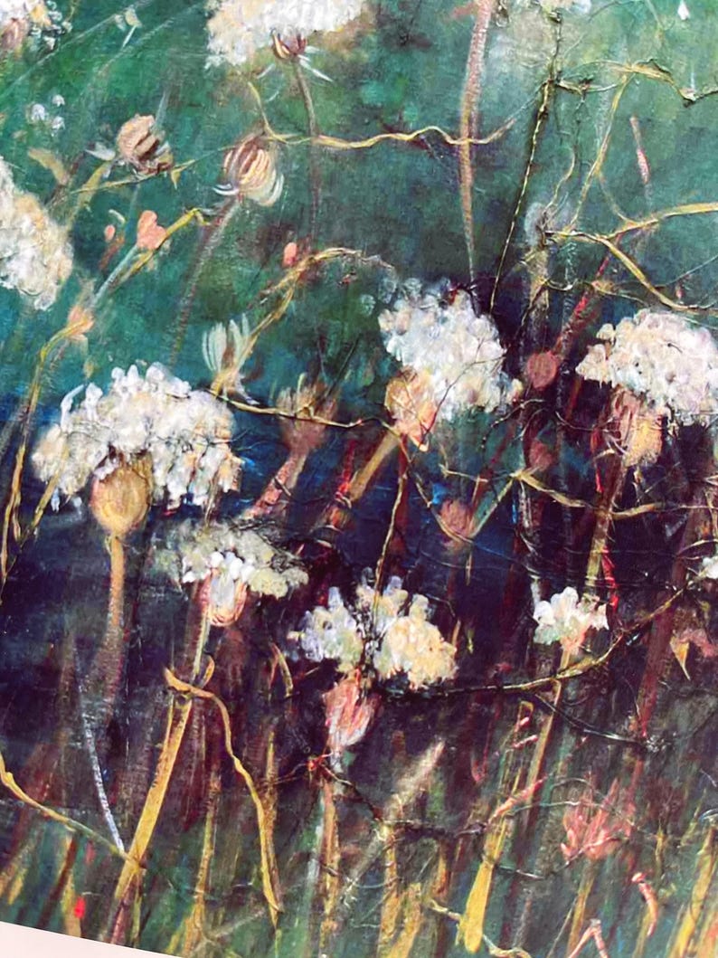 Queen Anne's Lace Flower Painting Print, Wildflower Print, Emerald Green Art, White Flowers, 8 x10" Art Print, Country Kitchen Decor image 8