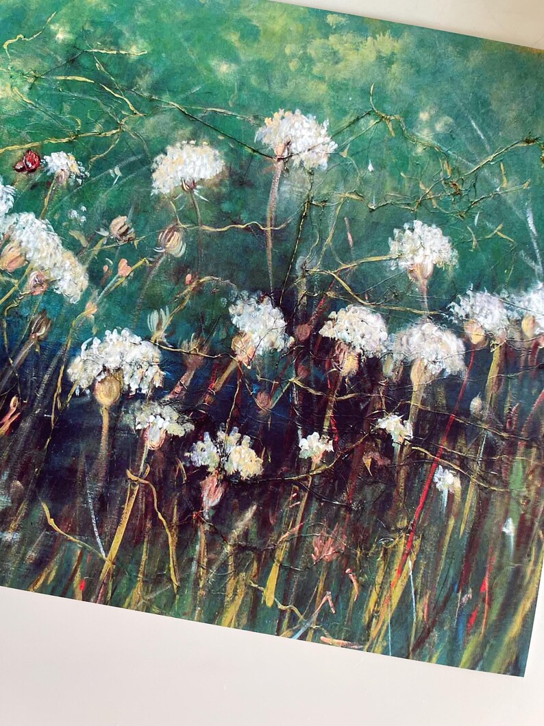Queen Anne's Lace Flower Painting Print, Wildflower Print, Emerald Green Art, White Flowers, 8 x10" Art Print, Country Kitchen Decor image 10