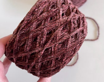 Two Tone Poly Chenille Yarn, Weaving Yarn, Knitting Yarn, Detash Craft Supplies, "Sangria"