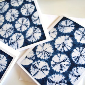 Indigo Shibori Cards Textile Art Printed Greeting Cards Traditional Japanese Tie Dye Print Stationery Set image 1