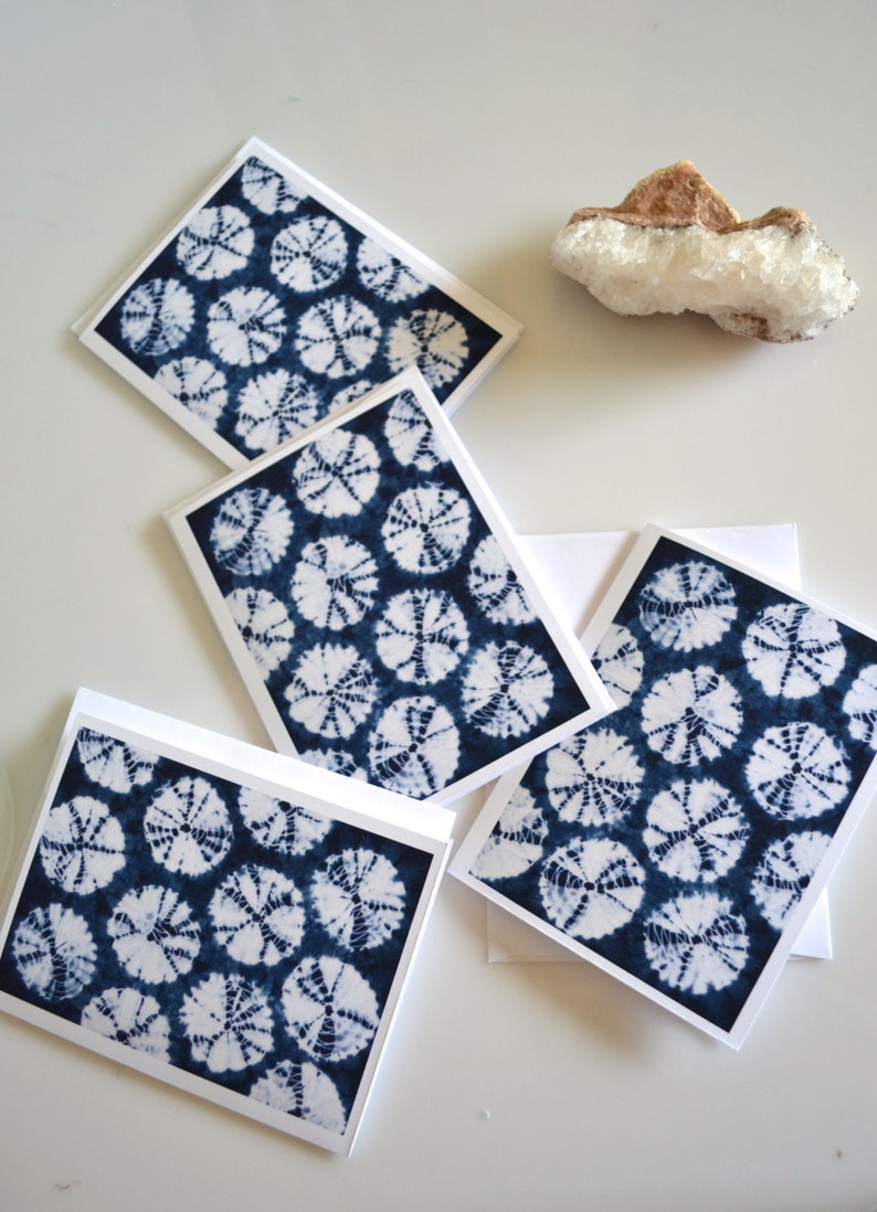 Indigo Shibori Cards Textile Art Printed Greeting Cards Traditional Japanese Tie Dye Print Stationery Set image 2