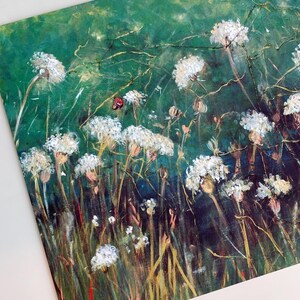 Queen Anne's Lace Flower Painting Print, Wildflower Print, Emerald Green Art, White Flowers, 8 x10" Art Print, Country Kitchen Decor image 9