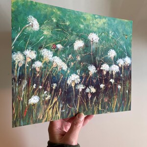 Queen Anne's Lace Flower Painting Print, Wildflower Print, Emerald Green Art, White Flowers, 8 x10" Art Print, Country Kitchen Decor image 7