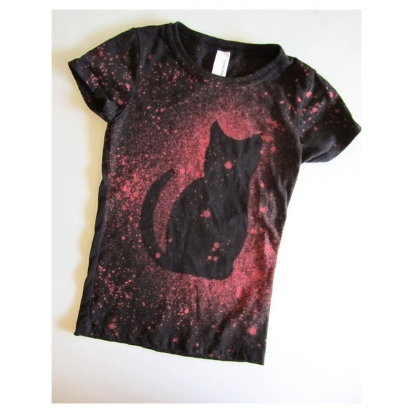 Girls Cat Shirt - Toddler Girl Tshirt - Galaxy Shirt - Kitty Cat tshirt - Space Cat Shirt - Black Cat - Bleach Shirt