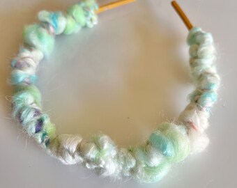 Yarn Wrapped Headband - Art Yarn Headband-  Zig Zag Hair Band - "Seafoam"