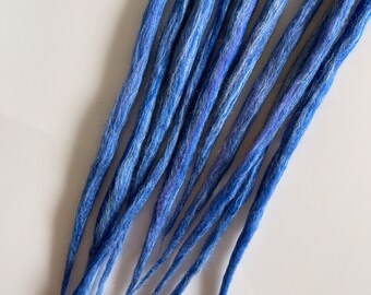 Sky Blue Hand Felted Wool "Dreadlocks" for Weaving Tapestries- 5 pieces - 1.3 oz - about  1 1/2 yards long each "Blue Skies" #2"