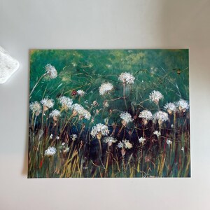 Queen Anne's Lace Flower Painting Print, Wildflower Print, Emerald Green Art, White Flowers, 8 x10" Art Print, Country Kitchen Decor image 3
