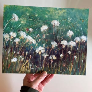 Queen Anne's Lace Flower Painting Print, Wildflower Print, Emerald Green Art, White Flowers, 8 x10" Art Print, Country Kitchen Decor image 4