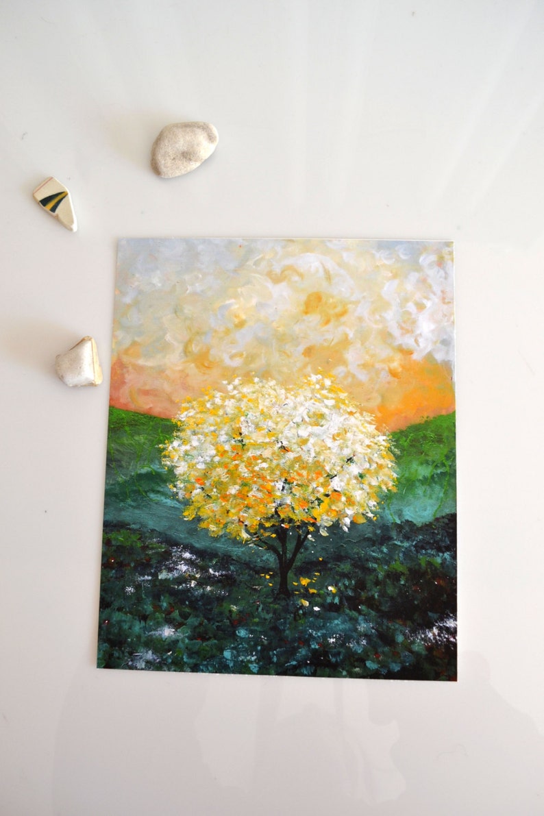 Yellow Tree Print Tree of Life Nursery Art Wall Decor Art Print of Original Painting 8x10 Where it Begins image 3
