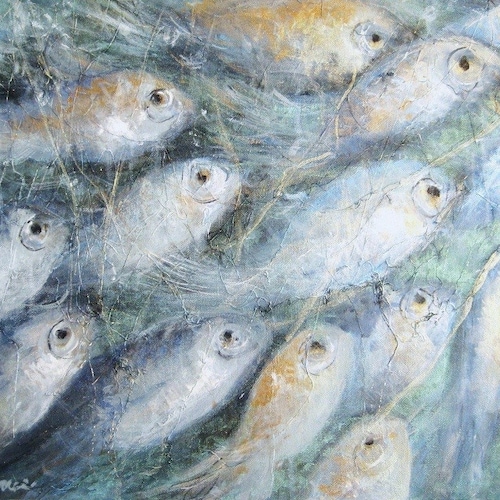 Abstract Fish Painting Print Ocean Wall Decor School of - Etsy