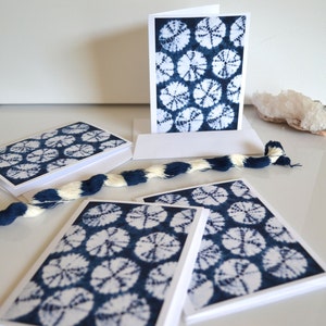 Indigo Shibori Cards Textile Art Printed Greeting Cards Traditional Japanese Tie Dye Print Stationery Set image 4