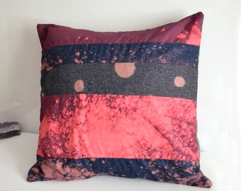 Galaxy Pink and Blue Throw Pillow, Colorblock Pillow Cover - Hand Dyed Pillow - Galaxy Print 16x16 Pillow Cover, Galaxy Decor