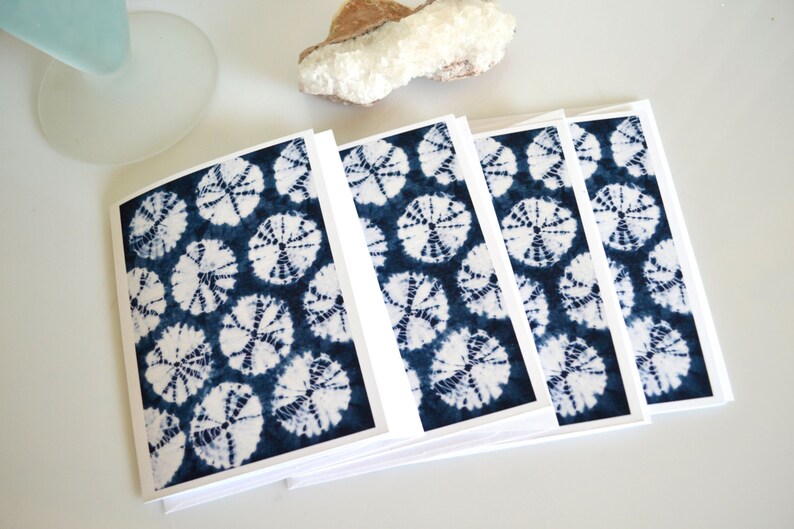 Indigo Shibori Cards Textile Art Printed Greeting Cards Traditional Japanese Tie Dye Print Stationery Set image 3