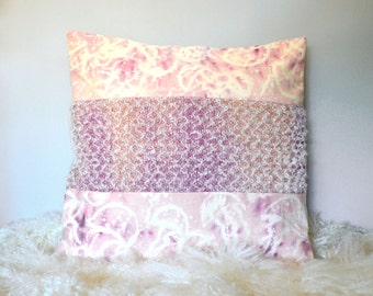 Handwoven Mohair Pillow, Pink Jellyfish Hand Dyed Pillow Cover, Luxury Pillow, Decorative Throw Pillow 20x20, Pale Pink Pillow