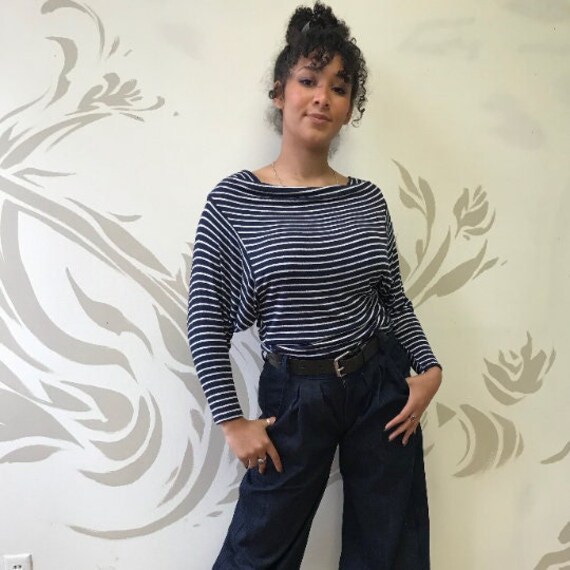 blue batwing top