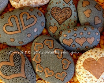 Painted Hearts Rocks # 6 Photo Card