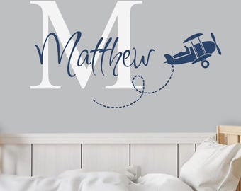 Personalized Name Airplane Wall Decal – Nursery Decor