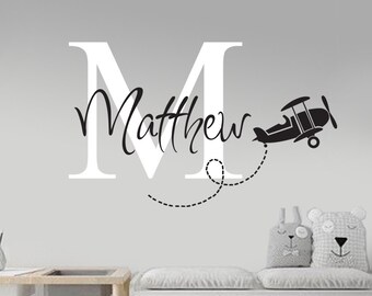 Names Wall decals -Wall decals nursery - Personalized name decals - airplanes decor - planes wall decals - Boys wall decals - name decals