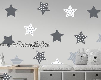 Star wall decals - Star Wall Stickers- Confetti Wall Decals - Set of 8 Big Stars- Nursery decor - Stars set decal - wall decal confetti-star