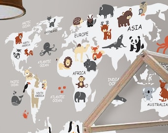 World Map- Nursery Wall Decal -Nursery Decor - Wall Decal Nursery - Map decal -Child Wall decal -Map wall decal-World decal-World Map