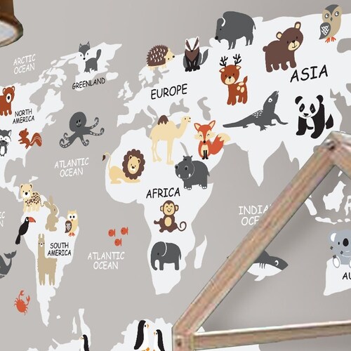 World Map Nursery Wall Decal nursery Decor Wall Decal Etsy