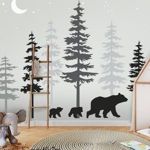 Pine Tree Forest Vinyl Wall Decals, Nursery Decor