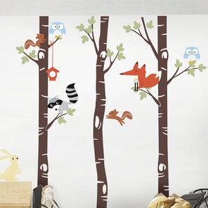 Nursery Wall Decal, Wall Decals Nursery, Birch Trees with Forest Animals, Woodland Nursery Wall Decal, Birch Tree Wall Decal, Nursery Decor