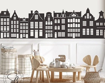 City Wall Decal, Nursery Wall Decal, Wall Decal Nursery, Houses Decal, Dutch Houses decal, Kids room decor, Houses Decal