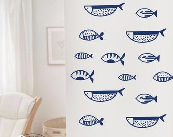 Under the Sea Decor, Fish Kit decal, Kids Room Wall Stickers Beach House Wall Decor,Nautical Decor,Ocean Wall Stickers, fishes decals