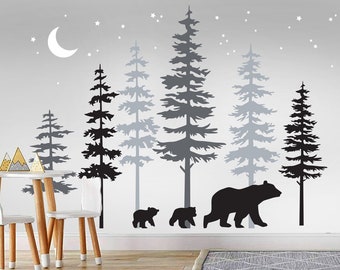 Wall Decals Nursery, Pine Tree Forest Wall Decals,Tree Wall Decals,Forest Mural, Forest Decals,Children's Forest Decals ,Nursery Decor