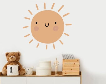 Zon muurstickers, kinderkamer decor, Peel en Stick, kinderkamer decor, Happy sun muursticker